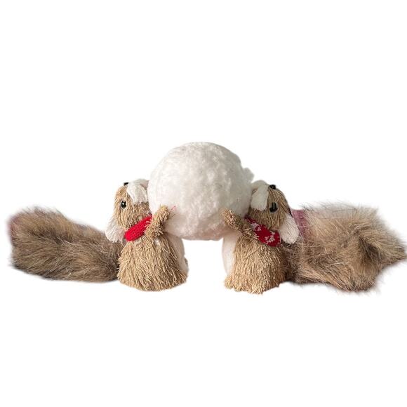 6" by 17" Playing Squirrels Home Decor Christmas Snow Ball Holidays - Picture 1 of 8
